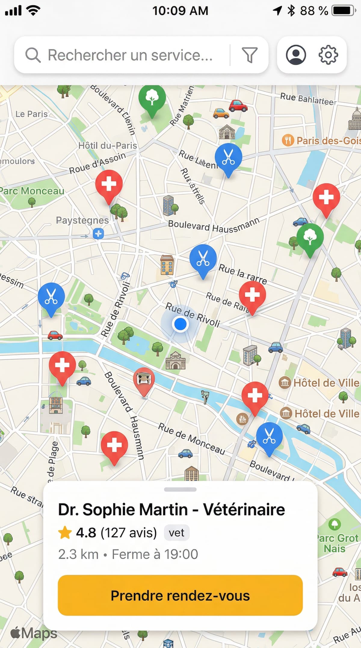 Aperçu dans l'app Boopsy : Le bon pro en 30 secondes